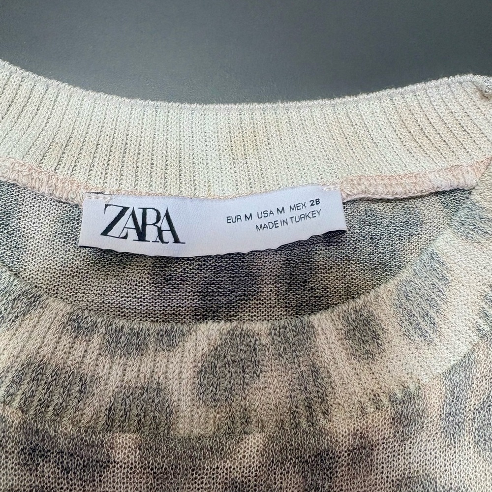 ZARA Animal Print Fine Knit Top - Picture 6 of 7
